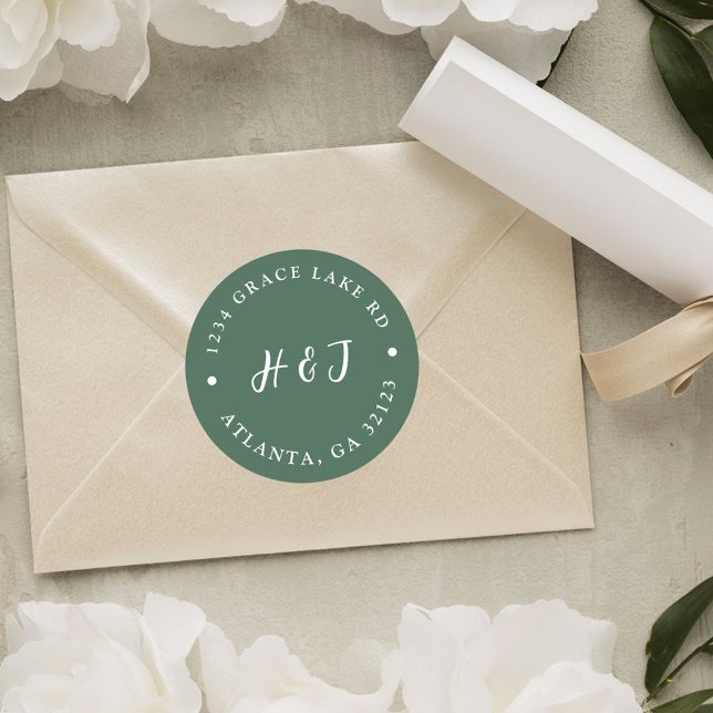 Adesivo Endereço de Devolução de Casamento Elegante Modern (Simple Modern Elegant Wedding Return Address Classic Round Sticker)
