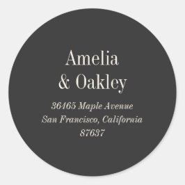 Adesivo Endereço de devolução de casamento Elegante preto 