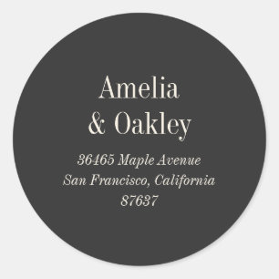 Adesivo Endereço de devolução de casamento Elegante preto
