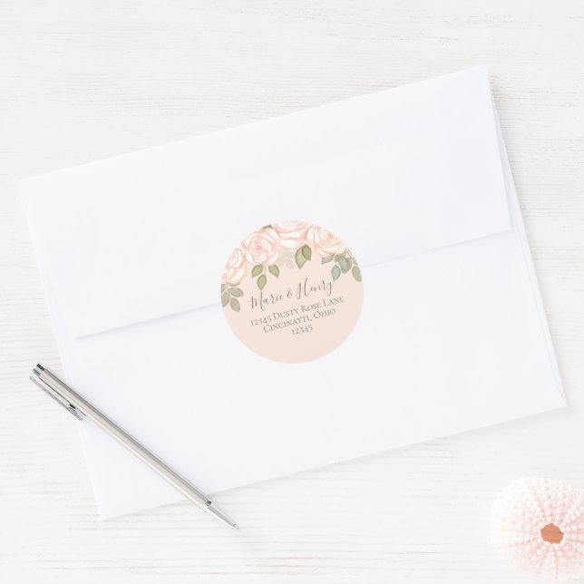 Adesivo Endereço de Devolução de Casamento Floral de Blush (Envelope)