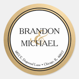 Adesivo Endereço de Devolução de Casamento Formal Preto