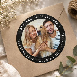 Adesivo  Endereço de Devolução de Casamento Moderno com Fo