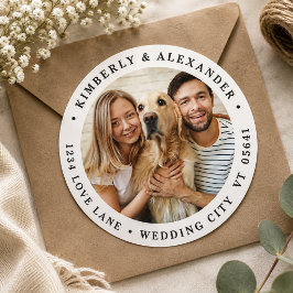 Adesivo  Endereço de Devolução de Casamento Moderno com Fo
