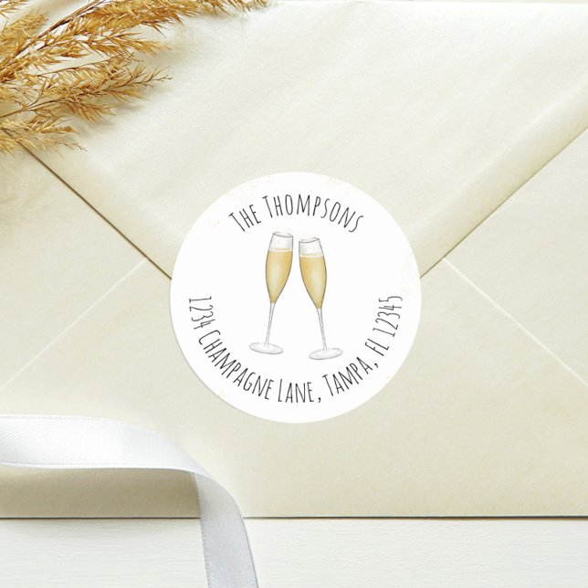 Adesivo Endereço de devolução de champanhe em aquarela sim (Criador carregado)