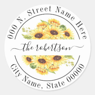 Adesivo Endereço de devolução de chic floral sunflower