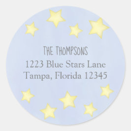 Adesivo Endereço de devolução de estrelas azuis de cor aqu