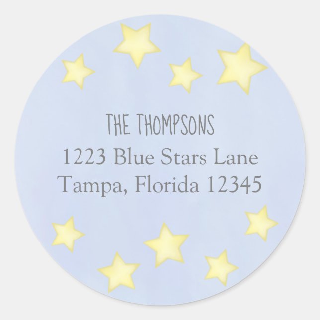 Adesivo Endereço de devolução de estrelas azuis de cor aqu (Frente)