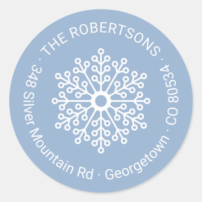 Adesivo Endereço de devolução de feriado de neve floral mí (Frente)