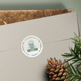 Adesivo Endereço de devolução de feriado de porta aqua