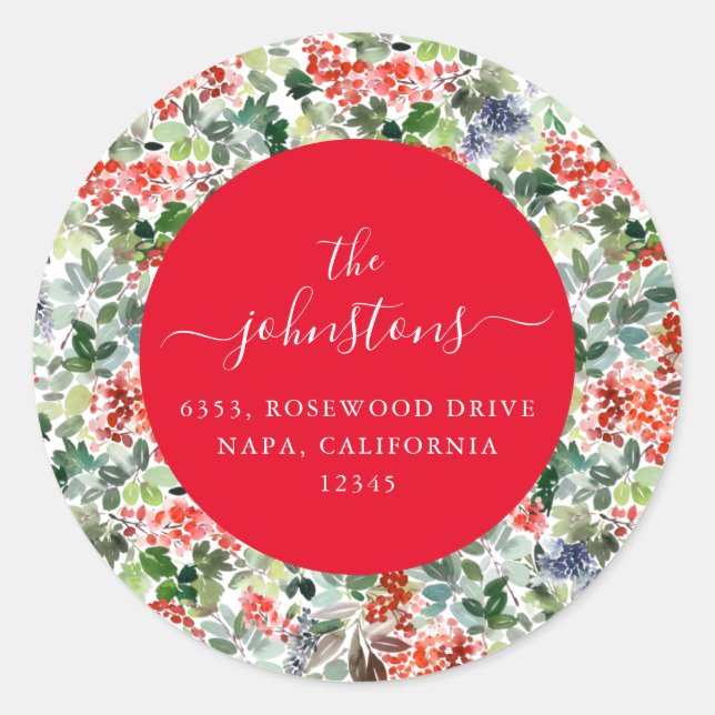 Adesivo Endereço de Devolução de Feriado do Nome da Famíli (Frente)