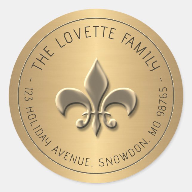 Adesivo Endereço de devolução de feriado Dourado embutido  (Frente)