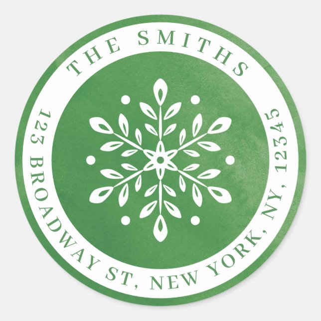 Adesivo Endereço de Devolução de Feriado Verde em Floco de (Frente)