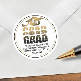 Adesivo Endereço de Devolução de Gradiente Dourado Preto d