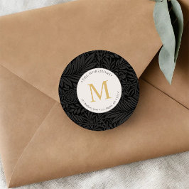 Adesivo Endereço de Devolução de Monograma Dourado Floral 
