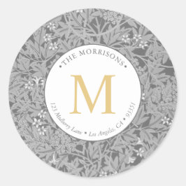Adesivo Endereço de Devolução de Monograma Dourado Floral 