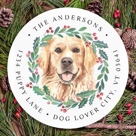 Adesivo Endereço de devolução de natal do Cachorro do ouro