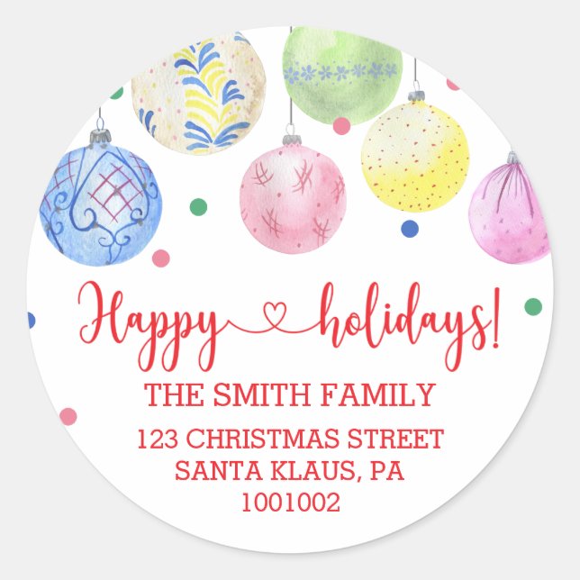 Adesivo Endereço de devolução de Natal do Ornament de Feri (Frente)