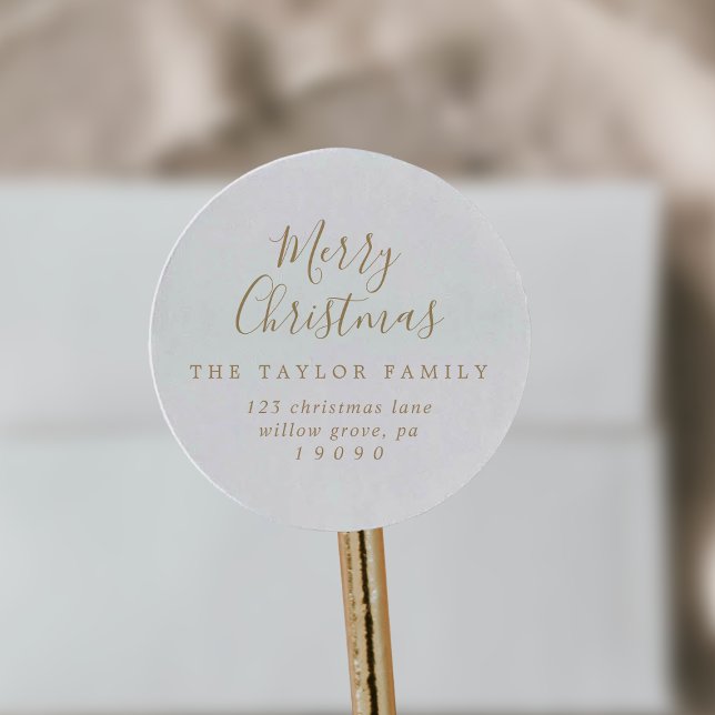 Adesivo Endereço de devolução de Natal Dourado minimalista (Criador carregado)