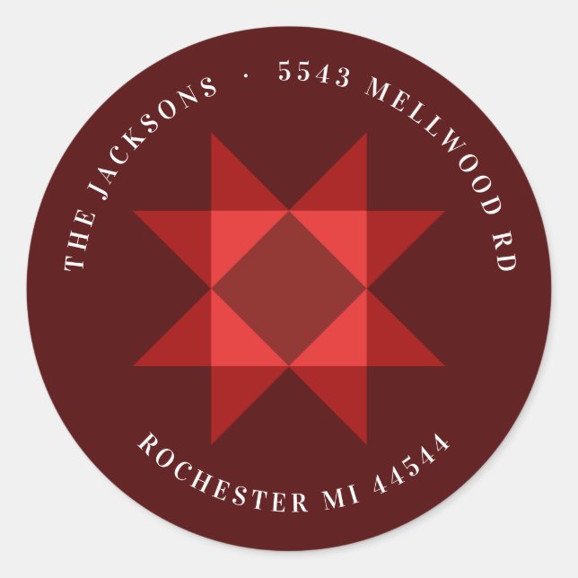 Adesivo Endereço de devolução de natal Red Nordic Star (Frente)