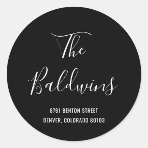 Adesivo Endereço de Devolução de Nome Grande Preto Moderno