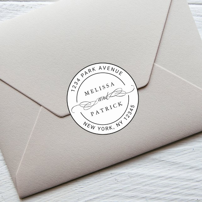 Adesivo Endereço de Devolução de Nomes de Casais Elegantes (Criador carregado)