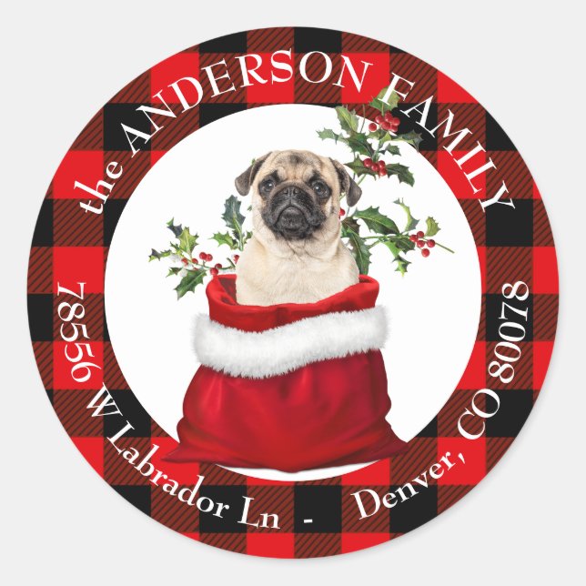 Adesivo Endereço de devolução de quadro de Xadrez do cão d (Frente)