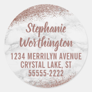 Adesivo Endereço de Devolução de Script Glitter Dourado