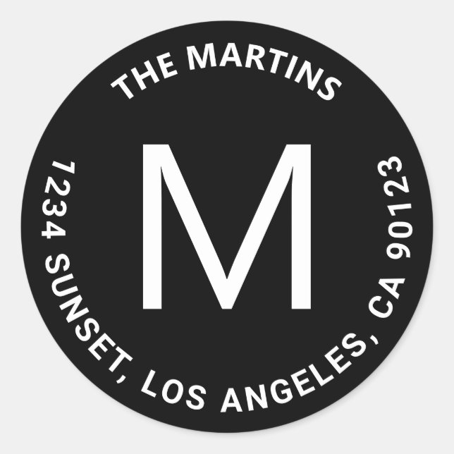 Adesivo Endereço de devolução de texto circular simples e  (Frente)