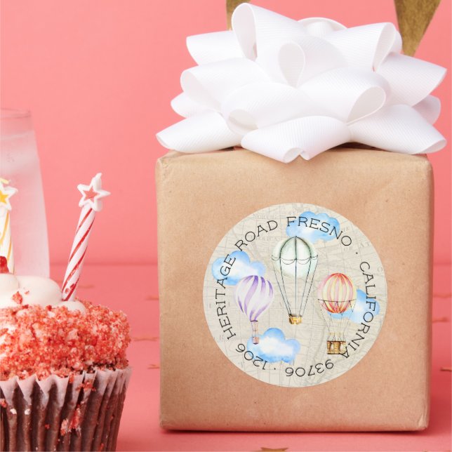 Adesivo Endereço de devolução do balão de ar quente (Festa)