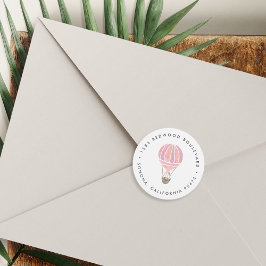 Adesivo Endereço de devolução do balão de ar quente rosa