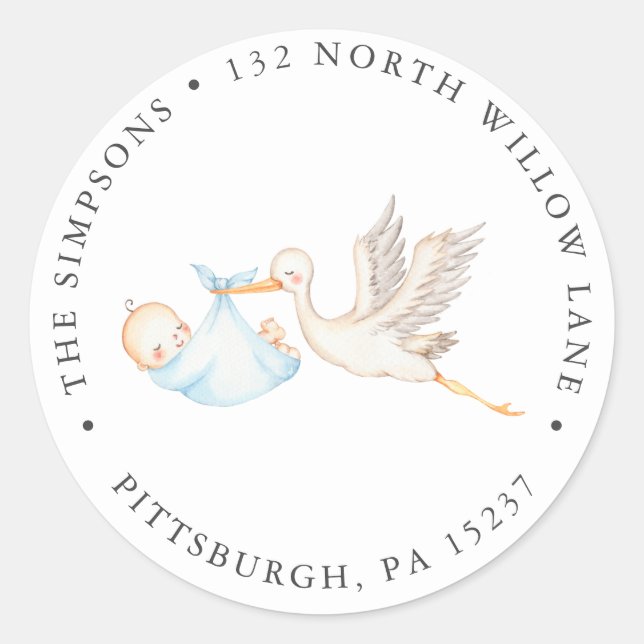 Adesivo Endereço de devolução do Chá de fraldas de armazen (Frente)