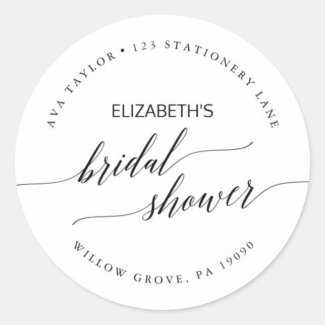 Adesivo Endereço de devolução do Chá de panela preto Elega (Frente)