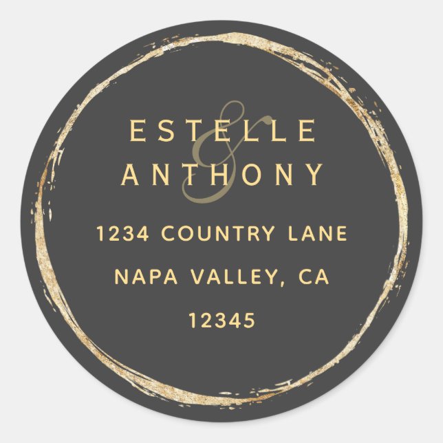 Adesivo Endereço de devolução do círculo Dourado russo da  (Frente)