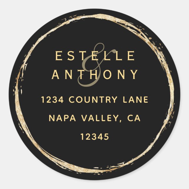 Adesivo Endereço de Devolução do Círculo Dourado Russo Neg (Frente)