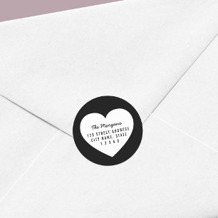 Adesivo Endereço de devolução do Coração Branco minimalist