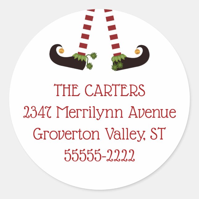 Adesivo Endereço de devolução do Elf Legs Divertido (Frente)