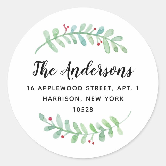 Adesivo Endereço de devolução do feriado Feliz Garland (Frente)