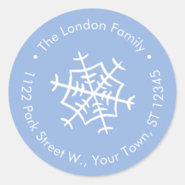 Adesivo Endereço de devolução do floco de neve branco azul