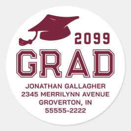 Adesivo Endereço de devolução do FORMANDO de Ano Maroon de