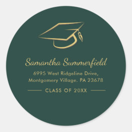 Adesivo Endereço de devolução do Formando de Boné Dourado 