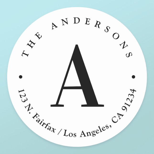 Adesivo Endereço de devolução do Monograma Branco e Preto  (Criador carregado)