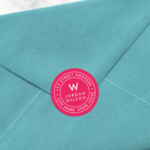 Adesivo Endereço de Devolução do Monograma de Cor EDITÁVEL