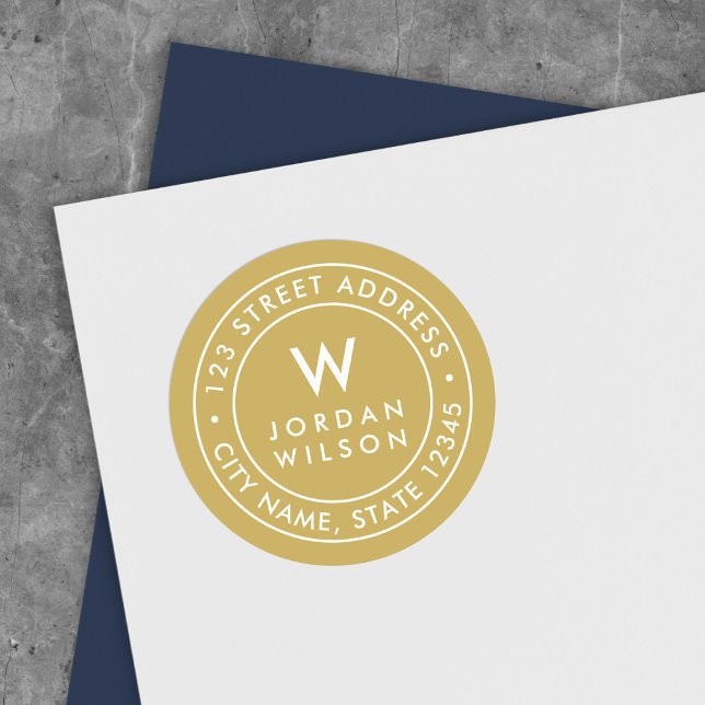 Adesivo Endereço de Devolução do Monograma de Cor EDITÁVEL (Criador carregado)