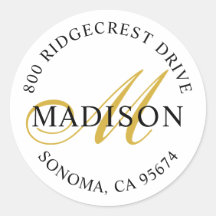 Endereço de devolução do monograma do script preto