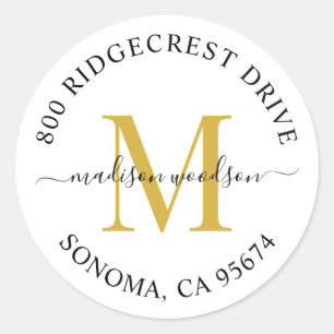 Adesivo Endereço de devolução do monograma do script preto