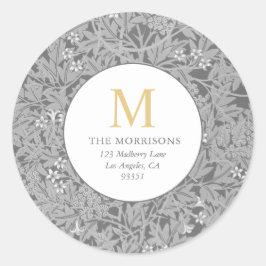 Adesivo Endereço de devolução do Monograma Dourado Floral 