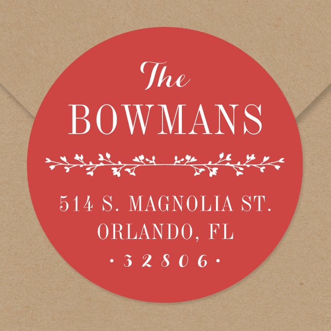 Adesivo Endereço de devolução do nome da família Red Holid (Criador carregado)