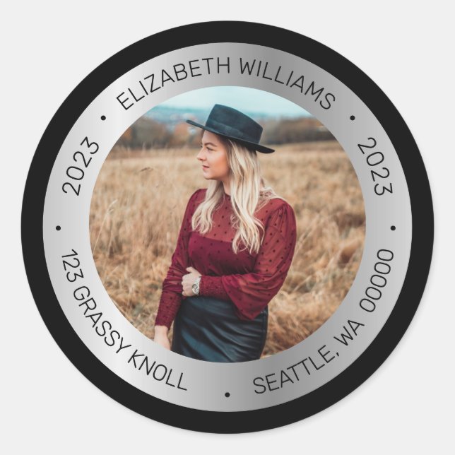 Adesivo Endereço de devolução do nome da Foto para Graduaç (Frente)