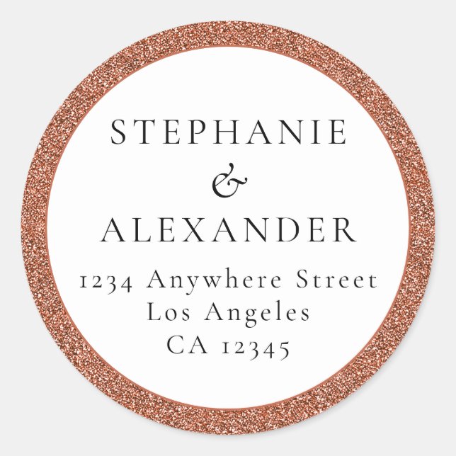Adesivo Endereço de devolução do nome de casamento Glitter (Frente)