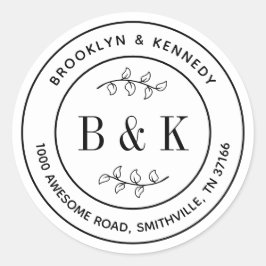 Adesivo Endereço de Devolução do Nome do Casal de Noivado 